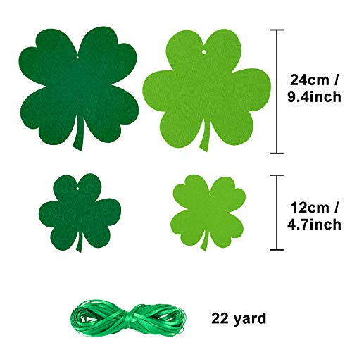 Whaline 24 Pcs Felt Hanging Shamrock St. Patrick's Day Lawn Decorations Indoor Outdoor Sign Decor For St. Patrick's Day Party Spring Holiday Decoration #TOP1
