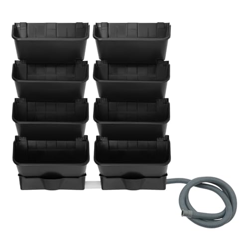 kunghei Vertical Wall Planter for Indoor Plant-Walls Mounted Pot with 2 Drainage Tray 8 Pack, with 6.56ft Drainage Pipe for Decor, Plastic Pots Balcony Planters, Plants Hanging (8, Black)