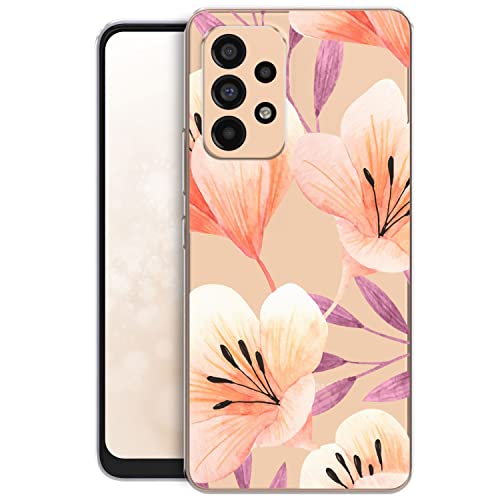 Qult Carcasa para Móvil Compatible con Samsung Galaxy A33 Funda Transparente con Dibujos Silicona Suave Bumper Teléfono Caso con Motivo Delicate Flowers Cover