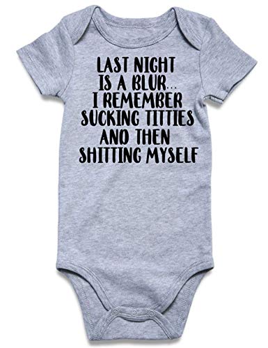 Lovefairy Newborn Baby Onesie Infant Baby Boys Girls Romper LAST NIGHT IS A BLUR I REMEMBER SUCKING TITTIES AND THEN SHITTING MYSELF Bodysuit Jumpsuit Outfits Sunsuit Clothes 0-3 Month