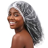 10 PCS Oversized Disposable Plastic Shower Cap, Large Lengthen Elastic Waterproof Bath Caps Clear Thick Plastic Shower Cap for Long Braids, Dreadlocks Locs Hair Treatment