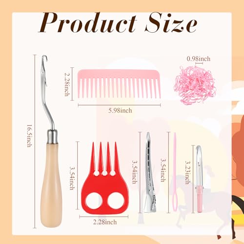Cosblank Kit de trança de cavalo de 9 peças com crina de cinto, kit de trança de cavalo inclui cinto