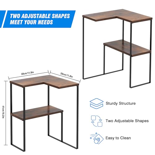 Alyoen Estantería esquinera de cocina, 2 niveles, estantería de madera ajustable, organizador de cocina y baño, estante de especias, mesa vestidor - imagen 2