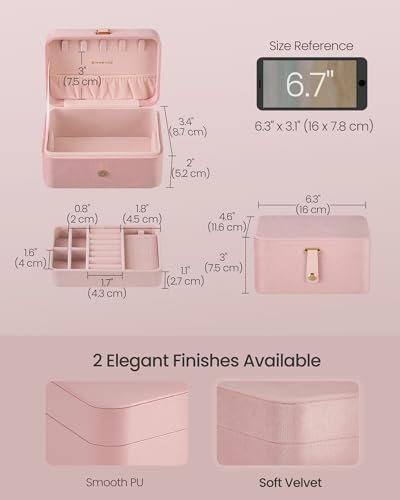 Image of SONGMICS Travel Jewelry Organizer, 2-Layer Portable Jewelry Box Case