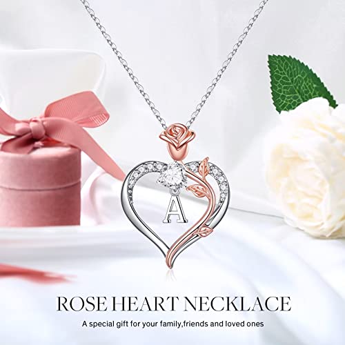 Storup Rose Initial Necklaces For Women Teen Girls, Letter K Initial Heart Necklace Jewelry For Women Teen Girls Mom Gifts Birthday Gifts For Daughter Women Wife Grandma Romantic Gifts For Her #TOP5