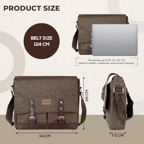 Image of Storite Laptop Messenger Bag for Men & Women - Water-Resistant Office Shoulder Bag with Multiple Pockets, Adjustable Strap & Leatherette Detailing (26 x 7.5 x 34 cm)