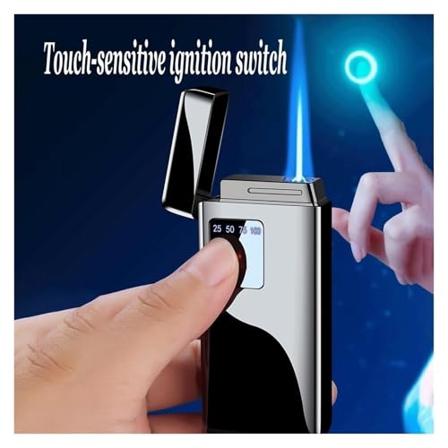 Encendedor metálico recargable resistente al viento negro miniatura 2