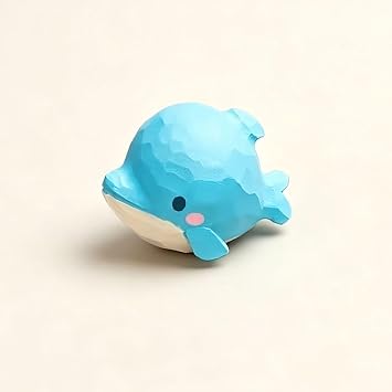 Hand-Carved Wooden Dolphin Figurine Cute Dolphin Statue Ocean Animal Desk & Home Decor, Handmade Wood Dolphin Ornament, Unique Gift for Animal Lovers