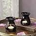 MyGift Black Ceramic Essential Oil Burner Tealight Candle Holder Decorative Aroma Diffuser, Set of 2