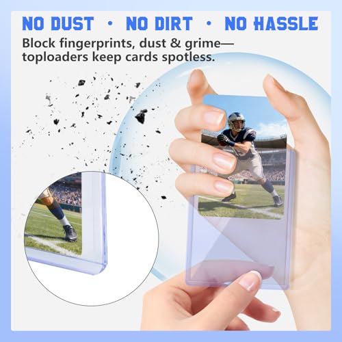 Image of DEDC 20 Top Loader Thick Card Load Holder Storage for Trading Cards Sports Sleeves Hard Plastic 100 Point Protective 3 inch x 4 inchToploaders Rigid Memorabilia Collectibles