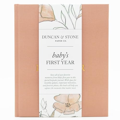 Image of Baby First Year Book (Dusty Rose, 112 Pages) - Memory & Milestone Baby's First Year Photo Album from Pregnancy to First Year – Baby Book Keepsake Gift