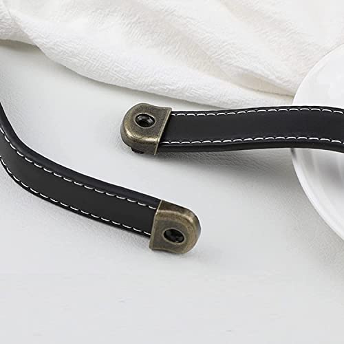 SYZOW Black Leather Drawer Pulls 6 Pack 160mm Leather Handles Cabinet knobs for Kitchen Cabinet Drawers Bathroom Dressers - Image 4