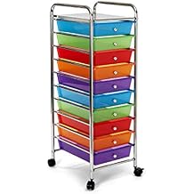 Seville Classics 10-Drawer Multipurpose Mobile Rolling Utility Storage Organizer Cart, Multicolor