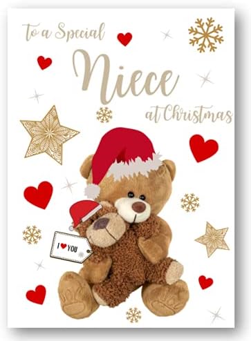 Second Ave Niece Bear Heart Christmas Xmas Holiday Festive Greetings Card