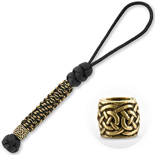 M-Tac Knife Lanyards with Beads - Paracord Lanyard - Tactical Lanyard for Knife - Scandinavian (Black)