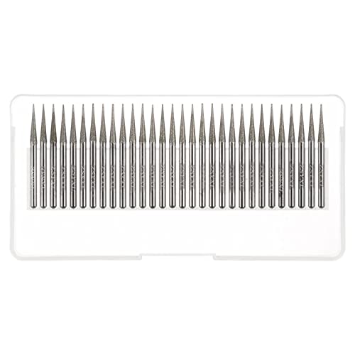 Image of sourcing map 30pcs Diamond Grinding Burrs Carving Bits 3mm Pointed Type Head Mounted Point 1/8 Shank for Rotary Tool