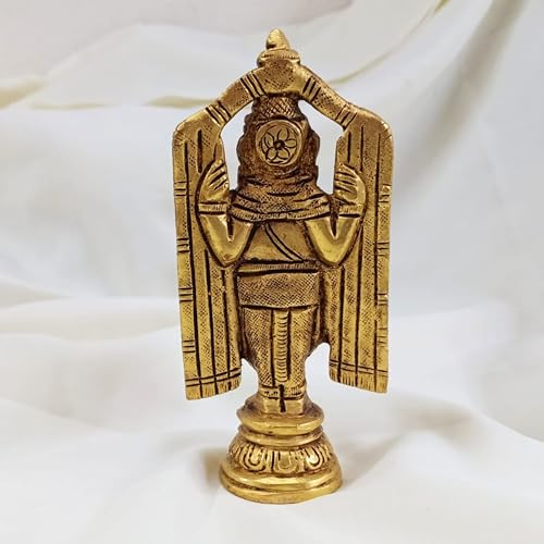 Estatua de Tirupati Balaji de latón de 4.5 pulgadas miniatura 4