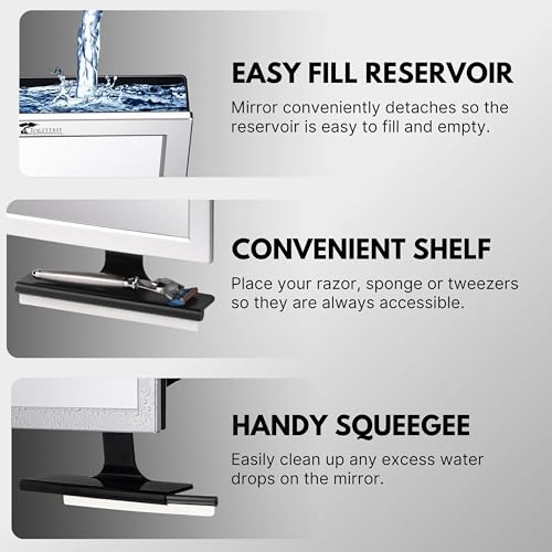 toilettree products fogless shower mirror with squeegee - anti-fog mirror - adjustable shaving mirror with a squeegee - rust-proof impact-resistance bathroom shower mirror