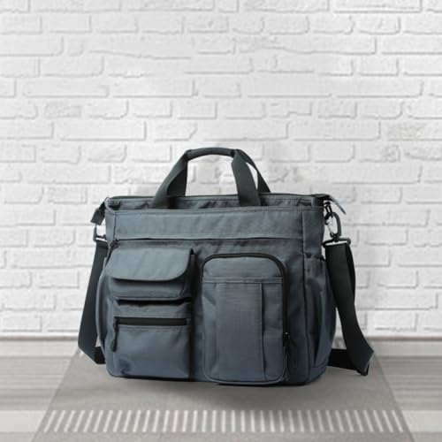 Bolso bandolera para hombre de gran capacidad en tela Oxford resistente e impermeable color gris 5