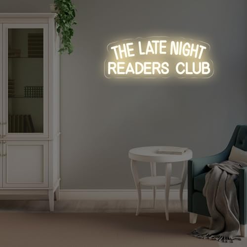 Image of The Late Night Book Club Neon Sign Bookworm Gift Reading Room Decor | Library LED Light Gifts for Readers Late Night Reader Decoration 17.7 inchx6.7 inch