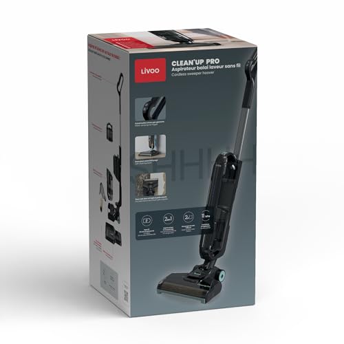 Livoo - CLEAN'UP Pro Aspirateur Balai Laveur DOH147V - 2 en 1, 200W, Puissance d’Aspiration Jusqu’à 11 kPa