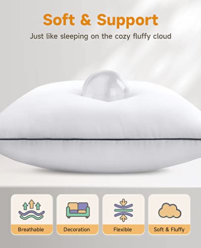 Throw Pillow Inserts, 20"X20" Square Interior Sofa Throw Pillow Inserts With 100% Cotton Cover, Soft Pillow Luxury Microfiber Fill For Bed And Couch (2-Pack, White) #TOP2