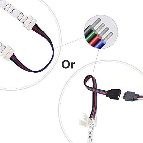 LED Light Connector Kit, REDTRON 10mm RGB LED Connector Includes 10x L Shape Connectors,2M LED Strip Light Extension Cable,4X Strip to Strip Jumpers,5X 4 Pin Male Connectors