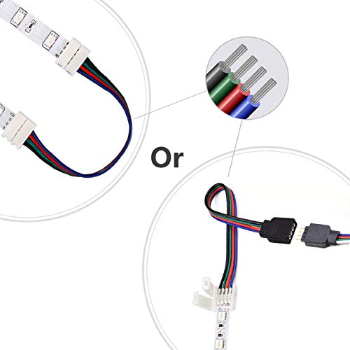 Łącznik taśmy LED, przedłużenie taśmy LED, łącznik narożny do taśm LED, klipsy mocujące, do taśm LED 10 mm, 4-biegunowa taśma LED RGB 5050