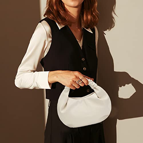 Coraid Mini Hobo Tote Bags For Women Soft Leather Clutch Purses For Women Cloud-Shaped Top Handle Bags Beige #TOP7