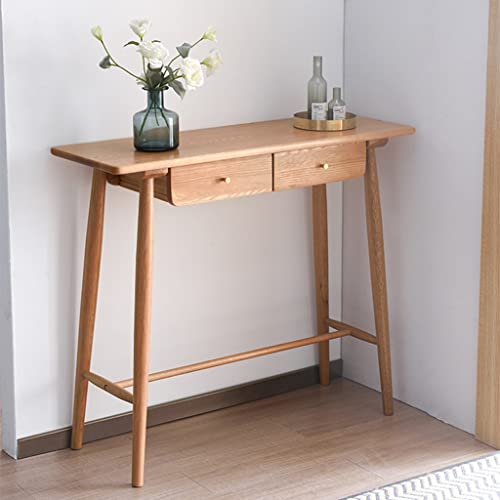 Nizame Walnut Console Table With Drawer, Solid Wood Sofa Table Log Wall Table, Tall Tables For Entryway, Tv Stand, Rustic, Cabin Decor (Color : Original Wood, Size : 100 * 35 * 85Cm) #TOP6