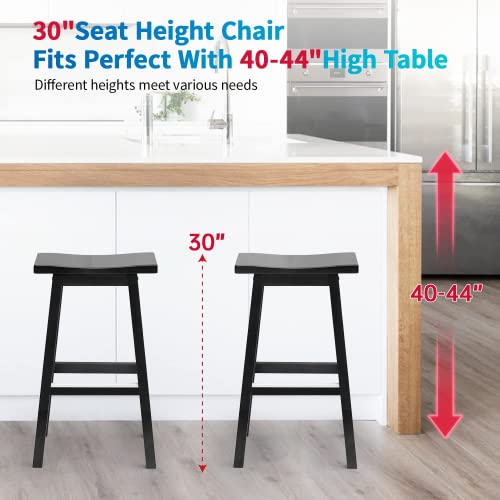 Bar Stools Set Of 2, Counter Height Bar Stools, 30 Inch Barstool With Footrest, Solid Wooden Stool, Industrial Tall Saddle Chair, Modern Backless Counter Stools,Brown Black Stools For Kitchen Counter #TOP1
