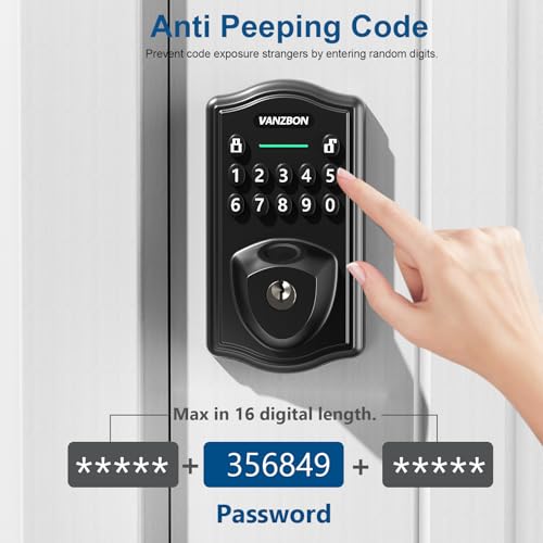Image of Smart Deadbolt Door Lock with Keypad, Fingerprint Keyless Entry Door Lock, Electronic Keypad Deadbolt for Front Door, Biometric, Anti-Peeping Password, Auto Lock, Easy Installation