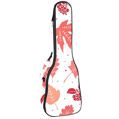 Sac de transport ukulélé ténor et soprano motif feuilles rose housse imperméable