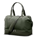 Samsonite Better Than Basics Weekender Duffle – Drop Bottom Travel Bag with 14” Laptop Compartment, SmartSleeve™ Trolley Strap, Adjustable Shoulder Strap, Durable RPET Lining, OLIVE