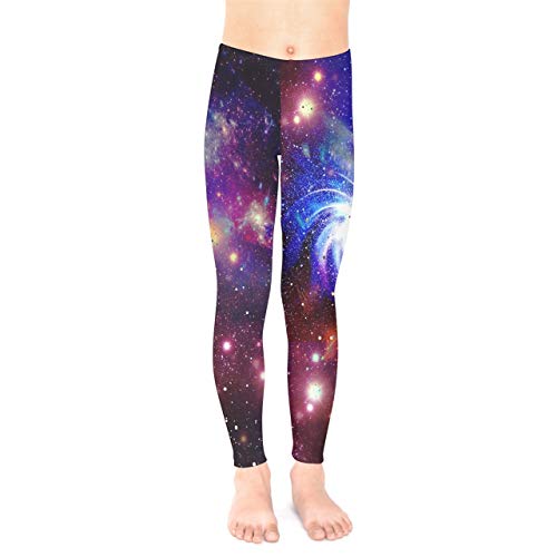 PattyCandy Galaxy Celestial and Night Sky Pattern Unisex Little & Big Kids Long Stretch Leggings,Size:2-16