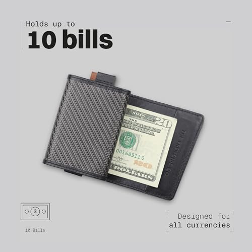 Image of The Frenchie Co. - Speed Wallet Mini - Ultra-Slim RFID Card Holder - Minimalist Front Pocket Wallet for Men & Women - Carbon Fiber & Full-Grain Italian Leather