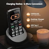 artfone C1+4G Seniorenhandy Ohne Vertrag, Großtastenhandy mit Ladestation,Rentner Handy große Tasten, 1800mAh Akku Handy für Senioren, SOS-Taste, Sprachansage, Kurzwahl, USB-C, Bluetooth, FM Radio – Ansicht 6