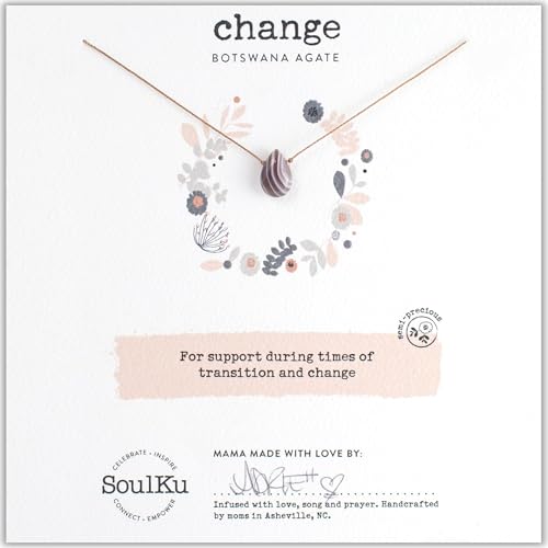 SoulKu-Handcrafted-Necklace-Empowerment-Jewelry-With-Healing-Crystal-Inspirational-Jewelry-For-Women-Mom-Sister-Gifts-2-Extender-With-Lobster-Clasp-16-Nylon-Cord-Change-Botswanna-Agate