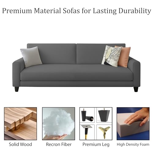 Image of Kathleen 3 Seater Sofa Set for Living Room - Foldable Convertible Couch Furniture for Home, Office or Guest Use, Modern Designer Stylish Comfortable (Dark Grey)
