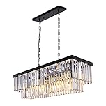 Wellmet 9-Light Crystal Chandelier 34.5 inch, Contemporary Modern Chandeliers Adjustable for Living Room, Dining Room, Pool Table Light, Kitchen Island Lighting