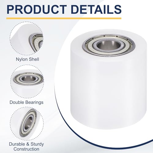 Rueda guía CNC de nailon blanco 5/8x2x2 pulgadas con rodamiento para rodillo de riel pasante 3