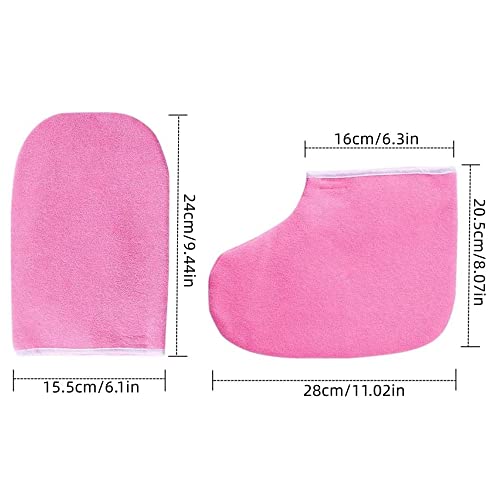 Paraffin Wax Bath Gloves & Booties, Reusable SPA Heat Therapy Insulated Mitts and Booties Hand Treatment Kit Paraffin Wax for Hands and Feet Pedicure Hot Spa Wax Treatment - Image 3