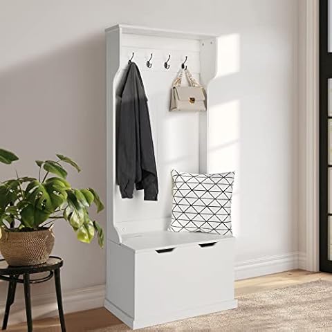 Karl Home Hall Tree with Storage Bench and 4 Hooks Cover
