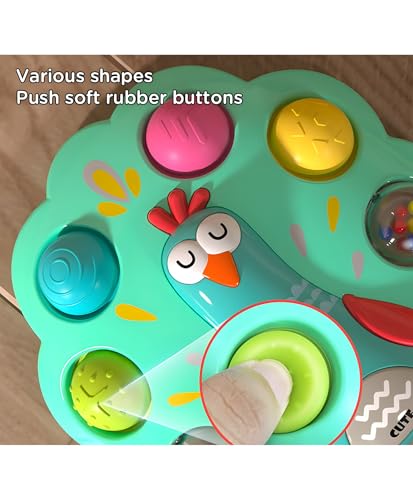 Image of Press Button Busy Cube for Toddlers | Sensory Decompression & Finger Training Toy with Mother-Baby Sounds | Early Learning Soft Activity Toy (Pack of 1, Green)