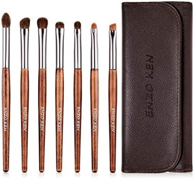 ENZO KEN Makeup Brushes Premium Soft Pony 7pc Makeup Brush Set For Cosmetic Make Up with Leather Brush Case,Eyeshadow Eye Shadow Eye Blending Brush Kit.