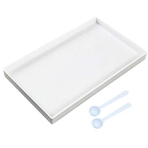 Extra Large Size Plastic Bead Sorting Tray 10x6inch, Diamond Rhinestone Plate Diamond Painting Accessories Cross Stitch Nail Art Dotting Tool for DIY Art Craft White(1 Tray,2 Spoons)
