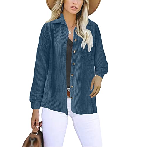 MKIUHNJ Pyjama Mantel Damen Einfarbig Lose Knopf Langarm Strickjacke Mantel Eleganter Winter Mantel Damen – Bild 3