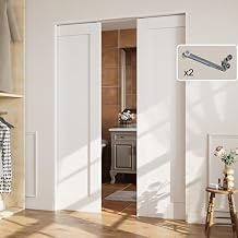48Double 24" x80 Pocket Door, Pre-Assembled Solid Door with Steel Clad Wood Frame & Soft Close, Build Quality Interior Sliding Doors, Sturdy and Easy Install, 1 Panel Solid Core Doors