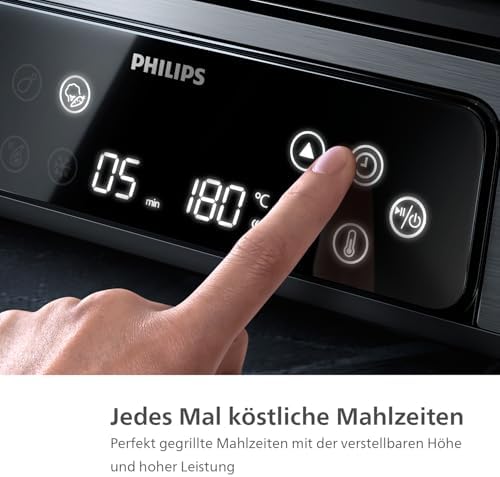 Bild 5 - Philips Kontaktgrill - Temperaturfühler und 8 Voreingestellte Funktionen Grill mit großer Grillfläche. Digitale Temperaturregelung 60°C-220°C. Leicht zu reinigen (HD6307/70)
