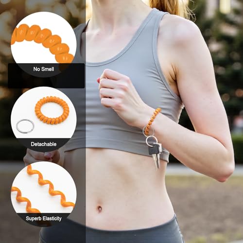 Image of TENOC Spiral Coil Keychain, Anti-lost Key Chain Holder Lanyard Cord for Sauna Outdoor Sports and Gym Pool